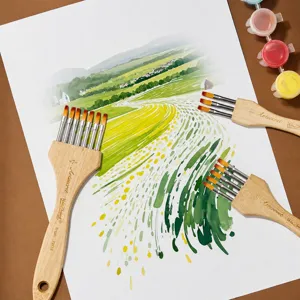 Mehrzahn Pinselset für Aquarell, Acryl und Gouache Malerei mit ergonomischem Holzgriff.