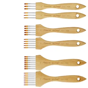 Professionelles Pinsel-Set mit Holzstiel und Kammborsten fuer Acryl und Aquarell Malerei