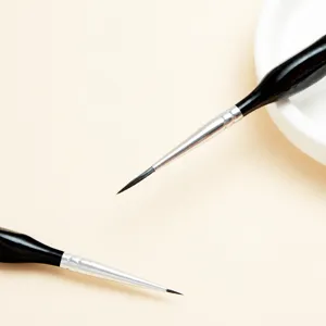 Fine detail paint brush set with nylon hair and durable aluminum ferrule for art.