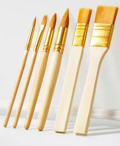 6-teiliges Pinselset mit Holzgriff ideal für Acryl-, Aquarell- und Ölmalerei Details.