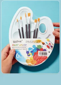 Set da 6 pezzi di tavolozza in plastica e pennelli per pittura ad acquerello e acrilico.