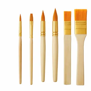 6-teiliges Pinselset mit Holzgriff Größentabelle Nylonspitzen für Acryl Aquarell Malerei.