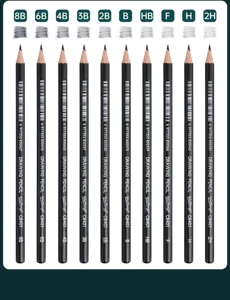 Professional sketching pencil set with 8B to 2H grades, ideal for art drawing and shading.