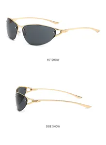 Gafas de sol de moda con montura metálica y cristales oscuros con diseño retro vintage.