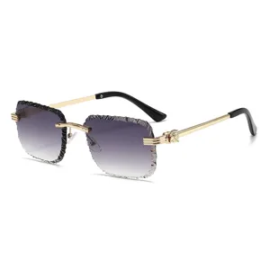 Lunettes de soleil en métal de luxe pour femmes et hommes avec verres dégradés sans monture.