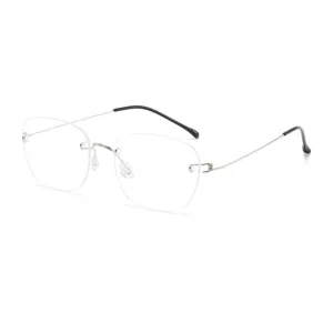 Mode Randlose Metall Anti Blaulicht Brille Für Damen Herren Achteck Geometrischer Rahmen Optische Brille Ohne Sehstärke