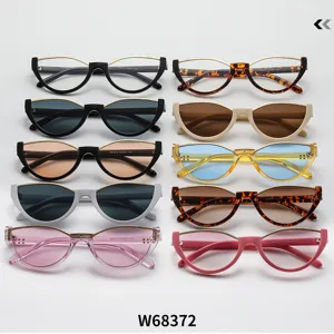 Katzenaugen Sonnenbrille Damen Mode Pendler Halbrahmen Brille UV400 Detailansicht Farben Auswahl