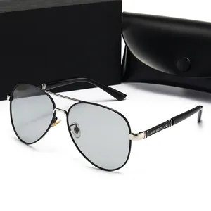 Klassische Aviator Doppelsteg Polarisierte Sonnenbrille Mode Metallrahmen Photochrom Tag Nacht Nutzung Fahrerbrille Für Damen Herren