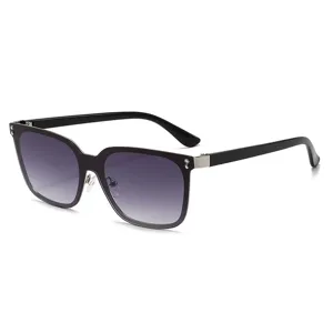 Trendy square sunglasses for women men, vintage rivet gradient lens UV protection eyewear main view