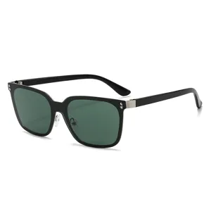 Fashion square sunglasses for women men, UV protection sun eyewear with chic rivet decor.