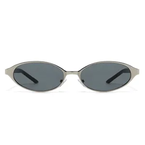 Gafas de sol ovaladas retro para mujer, montura de metal elegante gafas de sol moda.