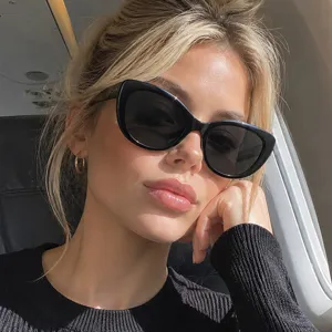 Gafas de Sol Ovaladas Vintage para Mujer Retro Cat Eye Montura PC Protección UV400 High End Trendy Streetwear Gafas