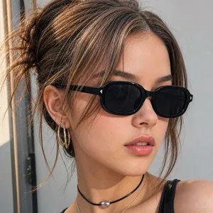 Y2K Retro Rechteckige Sonnenbrille UV400 Schutz PC Rahmen Metall Dreieck Dekoration Unisex Trendy Outdoor Brillen Geschenk