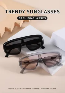 Occhiali da sole monopezzo alla moda per uomo e donna, elegante montatura grande da pilota.