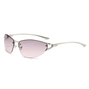Gafas de sol Y2K de moda con montura de metal y elegantes lentes degradadas para mujer.