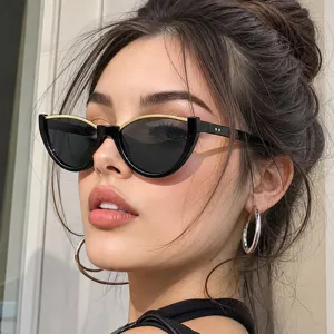 Mode Cat Eye Sonnenbrille Für Damen Trendy Halbrahmen UV400 Schutz Metall PC Rahmen Brille Für Reisen Party