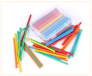 Children wooden counting sticks with plastic box Montessori math educational toy for kids learning