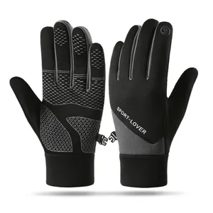 Winter sports thermal gloves for men and women, black anti-slip windproof cycling gloves