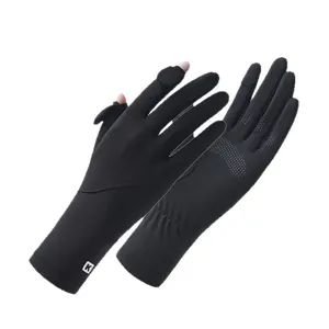 Gants de Protection Solaire en Soie Glacée d'Été pour Femmes Poignet Long Antidérapant Tactile Respirant Sports en Plein Air