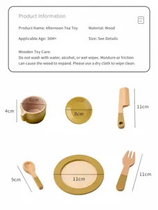Set di giocattoli da tè pomeridiano in legno per bambini, accessori cucina.