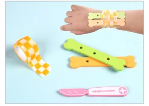 Wooden kids doctor toy set children pretend play medical kit with wooden bone pieces and bandage