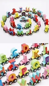 Holz Magnetische Alphabet Buchstaben Zug Spielzeug Montessori Lernspielzeug für Kinder