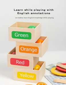 Wooden sorting toy boxes set for kids color learning and educational early childhood play
