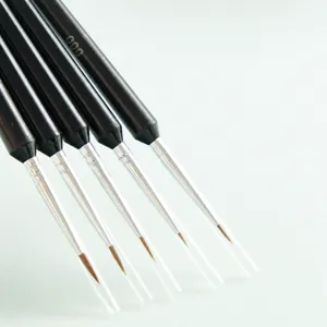 Nagelkunst Detail Pinsel Set mit klaren Schutzkappen, schwarze Kunststoffgriff Malpinsel.