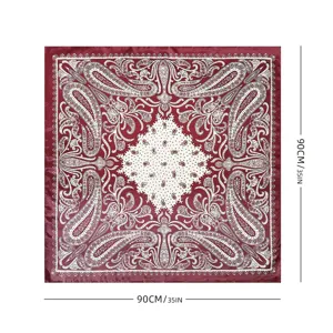Women Fashion Satin Scarf Paisley Printed Square Scarf Vintage Head Scarf Sun Protection Neck Scarf Shawl