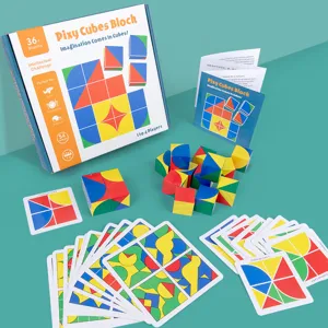 Kids wooden puzzle cubes block spatial logic thinking training educational toy set for boys and girls