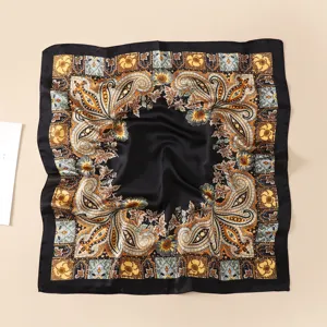 70cm paisley print imitation silk square scarf versatile women headscarf neckerchief