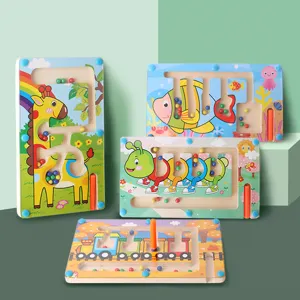 Hölzernes Magnetisches Labyrinth Spielzeug Kinder Pädagogisches Konzentrations Training Perlen Brettspiel Kleinkind Frühes Lernen Puzzle Spielzeug