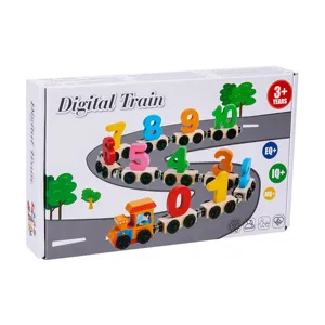 Wooden magnetic digital train toy set, kids educational numbers matching block play, 3+ years.