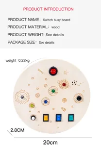 Tablero sensorial ocupado de madera Montessori con interruptor para niños y educación temprana.