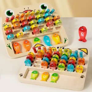 Wooden magnetic fishing alphabet puzzle toy, montessori educational toys for kids toddlers.