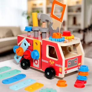 Camion dei Pompieri in Legno Set di Strumenti Bambini Montaggio Vite Dado Educativo