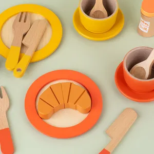 Set di giochi per il tè del pomeriggio in legno per bambini cucina educativa giocattolo