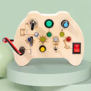 Tablero Ocupado Montessori de Madera Juguete Educativo Luz LED Interruptor de Circuito Juguete de Aprendizaje Sensorial para Niños