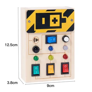 Tablero sensorial de madera Montessori juguete educativo interruptor LED niños.