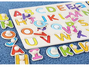 Rompecabezas de abecedario de madera Montessori juguete educativo con pomos para ninos