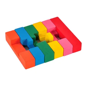 Juguete de rompecabezas de madera entrelazado para los ninos juego educativo colorido nuevo.