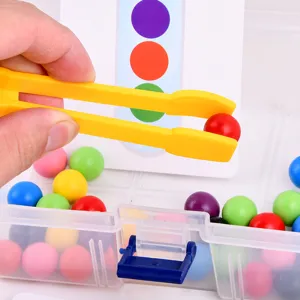 Kids wooden bead clipping toy sorting game fine motor skills training early education main image