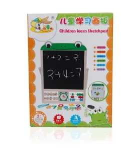 Children wooden double-sided magnetic drawing board with abacus numbers educational toy set