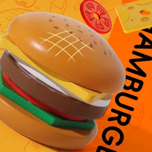 Wooden simulation hamburger toy children play food kitchen pretend cooking puzzle educational game