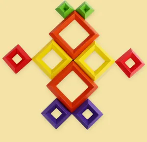 Ensemble de blocs de construction diamant en bois, jouet éducatif créatif détail.