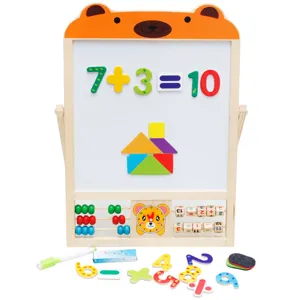 Wooden Kids Drawing Board Double Sided Magnetic Learning Writing Board Educational Toy Frog Bear Style Kids Easel