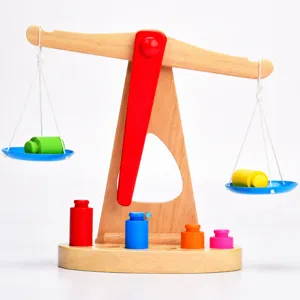 Montessori Wooden Balance Scale Toy Educational Math Learning Toy Kids Early Educational Balance Board Toy Gift