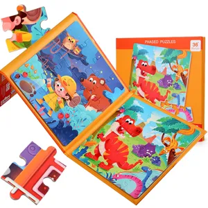 Children magnetic phased puzzle book set, early education brain teaser toy for kids ages 3+