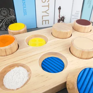 Montessori wooden sensory training toy color matching touch board for kids early learning
