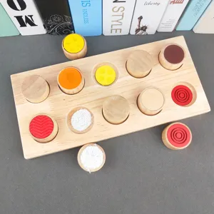 Montessori wooden tactile sensory matching toy early education baby learning color toy board